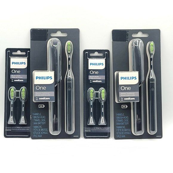 Philips Other - 2 Philips One by Sonicare Battery Toothbrush HY1100/04 Navy+4 Extra Brush Heads
